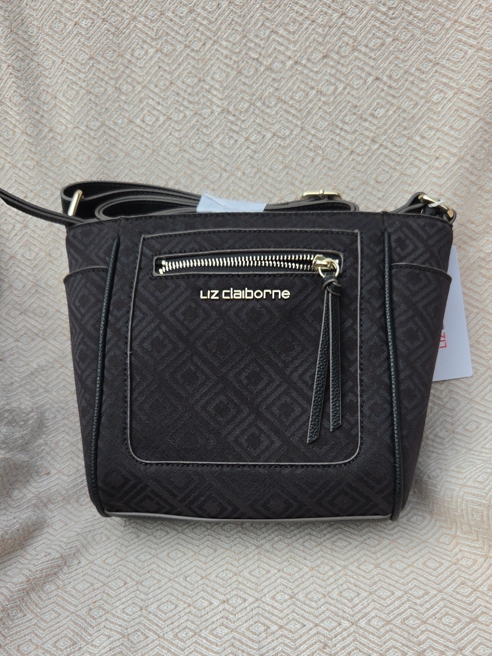 Liz Claiborne Black Crossbody Bag with Gold Hardware